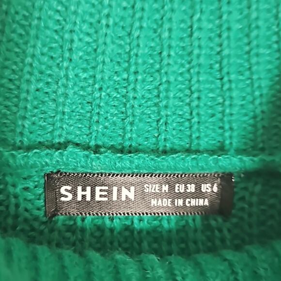 Green Oversized Turtleneck Slit Sweater Sz Medium - Picture 5 of 7